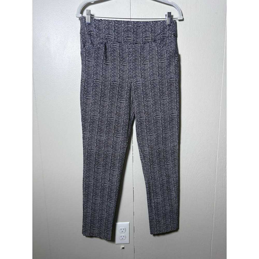 Chico's Perfect Stretch Pull On Pants 0.5 Black White Abstract Office Travel
